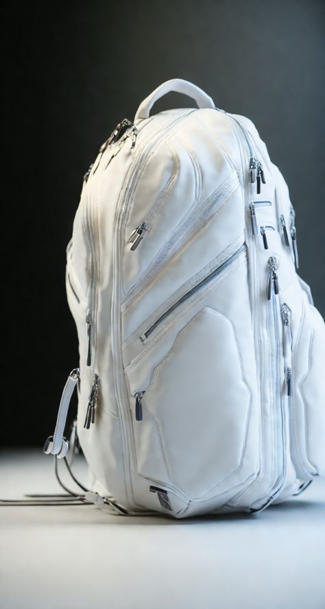 Futuristic Backpack, White Backpack, Futuristic Fashion, Bag Design, Space Exploration, Vacation Destinations, Sleek Design, Bags Designer, Lookbook