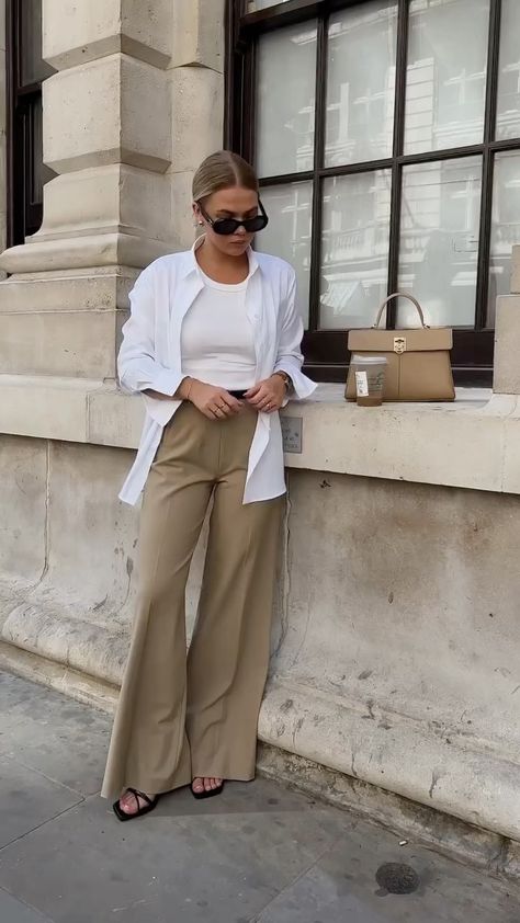 @mildagud look for today 🤍 yes or no? https://www.instagram.com/p/ChhSu4xKdC0/ #outfits Wide Leg Trousers Outfit, Spring Business Casual Outfits, Spring Business Casual, Chique Outfit, Mode Casual, Stylish Work Outfits, 가을 패션, Business Casual Outfits, Looks Style