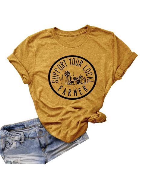 Farm Tees, Cool Silhouettes, Womens Graphic Tees, Shirts Graphic Tees, Cute Shirt Designs, Trousers Jeans, Easy Trendy Outfits, Tee Shirt Designs, Blouse Material