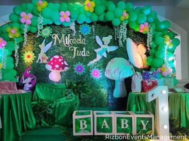 Green Tinkerbell Fairy Themed Backdrop by Rizbon Events Management Tinkerbell Fairy, Events Management, Tinkerbell Fairies, Event Management, Green