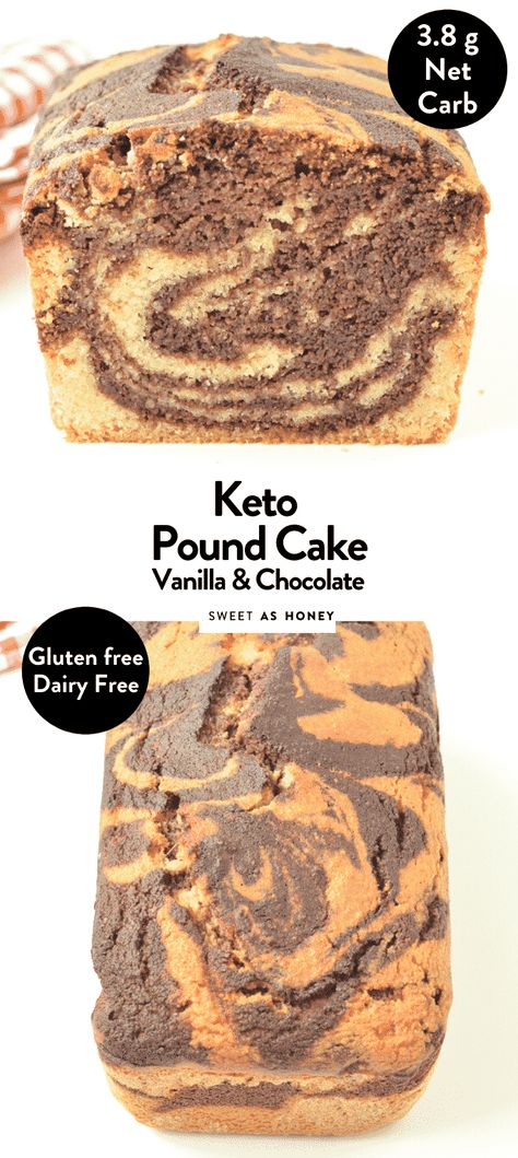 Keto Marble cake healthy chocolate and vanilla layer cake - Sweetashoney Keto Pound Cake, Vanilla Layer Cake, Vanilla Pound Cake, Diet Cookies, Marble Cake Recipes, Low Carb Cake, Keto Cake, Low Carb Baking, Keto Chocolate