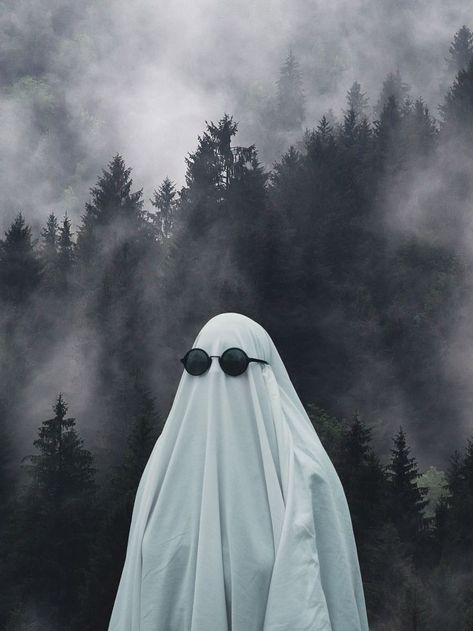 Halloween Aesthetic Creepy, Simple Ghost Costume, Ghost Sunglasses Photoshoot, Funny Ghost Costume, Ghost Core Aesthetic, Ghost Pies, Soft Halloween Aesthetic, Ghost In Sunglasses, Ghost Sunglasses