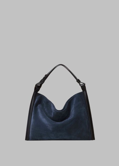 PROENZA SCHOULER WHITE LABEL SUEDE MINETTA BAG - NAVY/BLACK The Frankie Shop, Frankie Shop, Leather Texture, Leather Cleaning, Strap Top, Unisex Gifts, White Label, Strap Tops, Logo Stamp