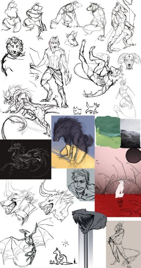 Remarin Art, Wolf Drawings, Concept Art Tutorial, Some Sketches, Humanoid Creatures, Animal Anatomy, Canine Art, Animal Drawing, Creature Drawings