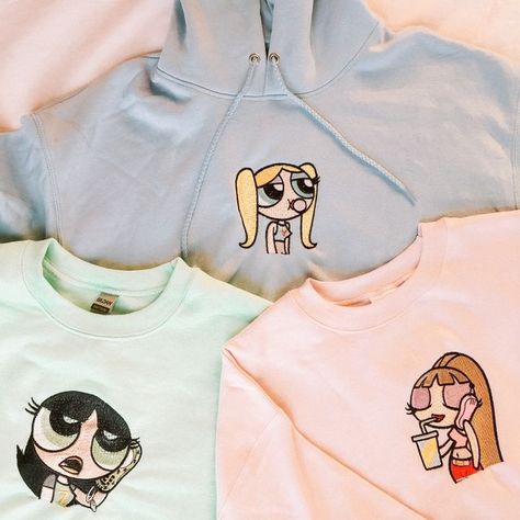 Matching Hoodies For 3 Best Friends, Matching Hoodies For Best Friends, Power Puff Girls Bubbles, Trio Matching, Matching Fits, Power Puff Girls, Aesthetic Hoodies, Shop Hoodies, Girls Hoodies