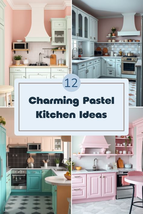 Ready to transform your space into a pastel paradise? Check out these 12 charming ideas to create that dreamy pastel kitchen you've always wanted! From mint green cabinets to blush pink countertops, these pastel palettes bring warmth and positivity to your cooking haven. Explore unique touches like colorful kitchenware and bold decor accents that showcase your style without overpowering your space. Perfect for small kitchens or big dreams alike, this guide will inspire you to blend elegance and functionality effortlessly in a fresh, pastel-inspired approach! Pink Countertops, Mint Green Cabinets, Pastel Kitchen Ideas, Colorful Kitchenware, Pastel Palettes, Turquoise Tile, Pastel Kitchen, Colorful Dishes, Grey Countertops