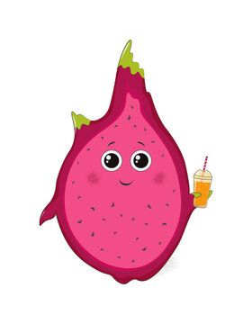 Dragon Fruit Cartoon, Fruit Puns, Fruit Cartoon, Cartoon Dragon, Dragon Fruit, Alice In Wonderland, Card Ideas, Cute Cartoon, Stock Vector