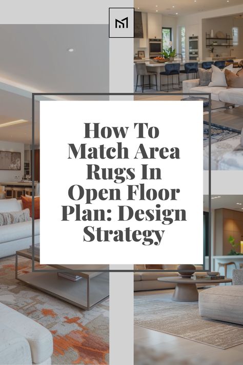 Learn how to match area rugs effectively in an open floor plan using strategic design principles. This guide offers tips on selecting rugs that complement each other while defining different spaces. Discover the importance of coordinating colors and patterns, and how to use rug placement to create a cohesive look that enhances the flow of your open living space. Area Rugs Open Floor Plan, Rug Open Floor Plan, Eclectic Open Floor Plan, Open Floor Plan Rug Placement, U Shaped Kitchen Rug Placement, How To Separate Open Floor Plan Spaces, Area Rugs Open Concept Living + Dining, Mix And Match Rugs In Open Floor Plan, Matching Rugs In Open Floor Plan