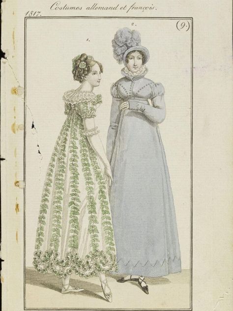 Regency Era Fashion Plate, Regency Governess, 1820s Ball Gown, Regency Day Dress Fashion Plates, 1817 Fashion, 1816 Fashion, 1805 Fashion, Regency Shoes, Black Regency