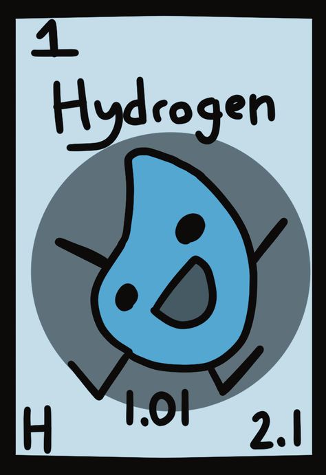 Hydrogen, Water Droplet, Misty Chimestry Art, Periodic Table Drawing, Periodic Table Art, Structure Drawing, Atomic Structure, The Periodic Table, Table Art, Visual Learners, Cute Images