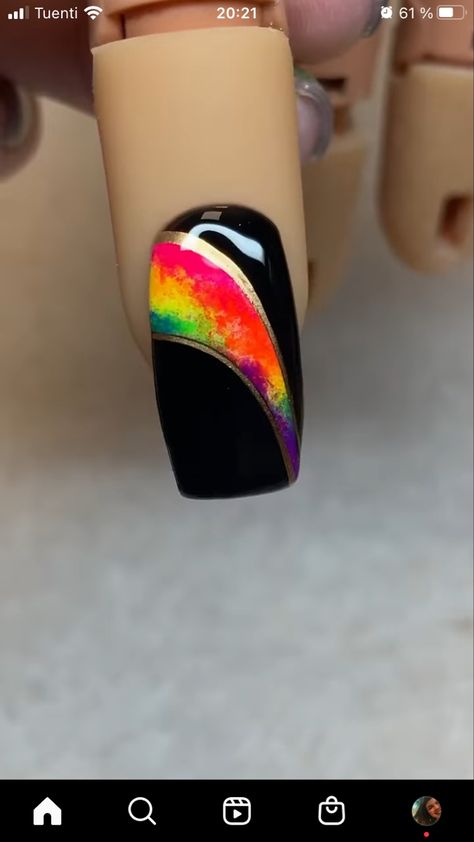 Rainbow Nail, Rainbow Nails, Black Nails, Nail Art, Rainbow, Nails, Makeup, Black, Art