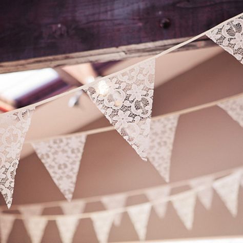 love this.. Decoration Communion, Lace Bunting, Decoration Vitrine, Deco Champetre, Wedding Bunting, Affordable Wedding, The Ceiling, Hen Party, Wedding Bells