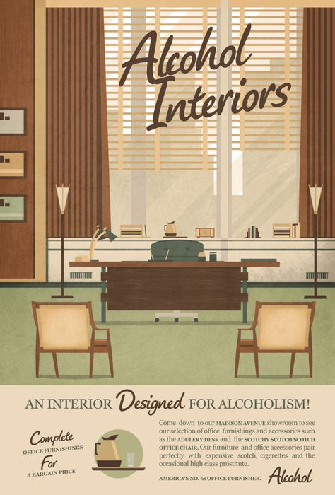 Mad Men Office Inspiration, Mad Men Interior Design, Mad Men Office, Vintage Office Furniture, Men Home Office, Interior Design Sketchbook, Interior Tips, Men Office, Man Office