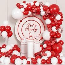 Red And White Balloon Arch, White Balloon Arch, Red Confetti, Red Garland, Balloon Arch Kit, Anniversary Party Decorations, Kids Gift Guide, Red Balloon, White Balloons