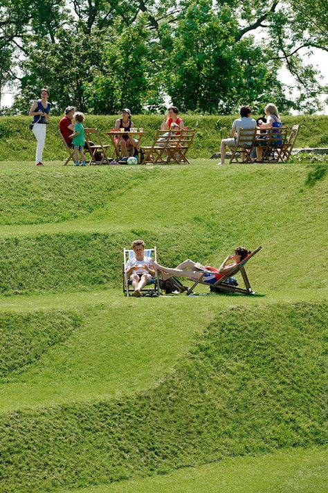 RAAAF, Atelier de Lyon, Rob 't Hart photography · Fort Werk aan 't Spoel Sloped Garden, D Gray Man, Landscaping Tips, Weimaraner, Delphinium, Contemporary Landscape, Urban Planning, Land Art, Urban Landscape