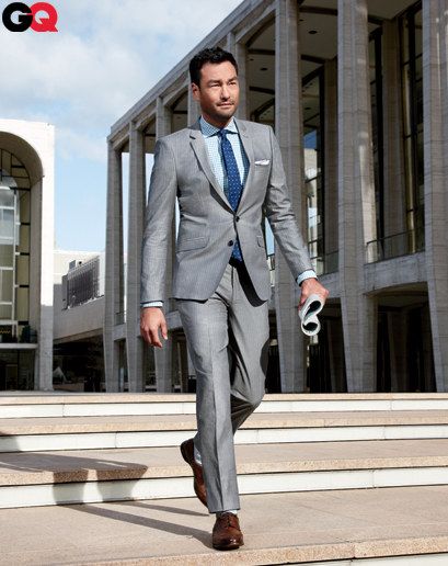 The $300 Suit That Looks Like You Spent $3,000 | GQ Grey Suit Brown Shoes, Big Men Suits, Brown Shoes Outfit, Men Suits Modern, Zara Suits, A Man In A Suit, Cheap Suits, Man In A Suit, Formal Men