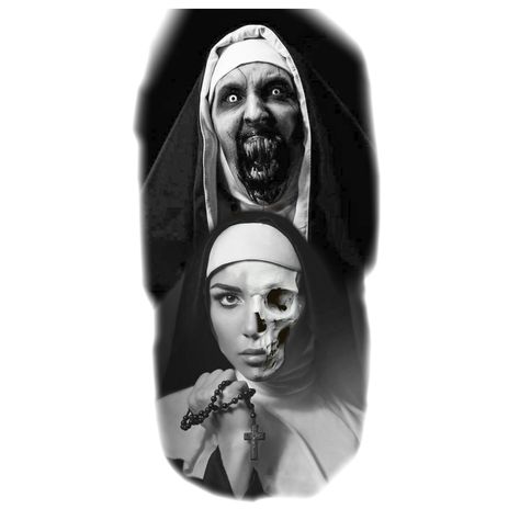 Demonic Nun Tattoo, Skull Girl Tattoo, Graffiti Cartoons, Horror Tattoo, Dark Art Tattoo, Horror Characters, American Horror, Flash Tattoo, Girl Tattoos