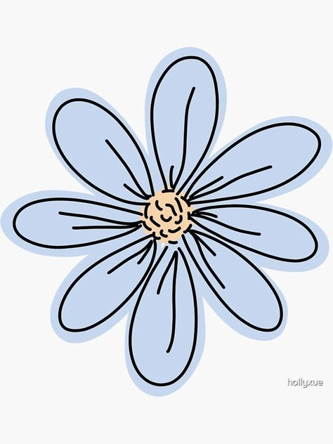 Flower Sticker Printable, Green Flower Sticker, Diy Stickers Ideas Draw, Blue Flower Drawing, Blue Flower Sticker, Blue Drawings, Sticker Printable, Homemade Stickers, Stickers Cool