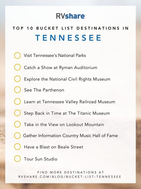 There is so much to explore on a vacation in Tennessee. These are the top 32 Tennessee bucket list destinations that should be on the top of your list. Tennessee Bucket List, Virginia National Parks, Visit Tennessee, Tennessee Road Trip, Cumberland Gap, Vacation Checklist, Titanic Museum, Bucket List Vacations, Tennessee Travel