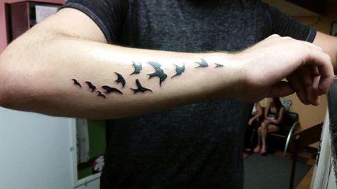 Bird Forearm Tattoo, Bird Tattoos For Men, Flock Of Birds Tattoo, Claddagh Tattoo, Buffalo Tattoo, Bird Tattoos Arm, Bird Tattoo Men, Tattoo Samples, Bird Tattoo Wrist