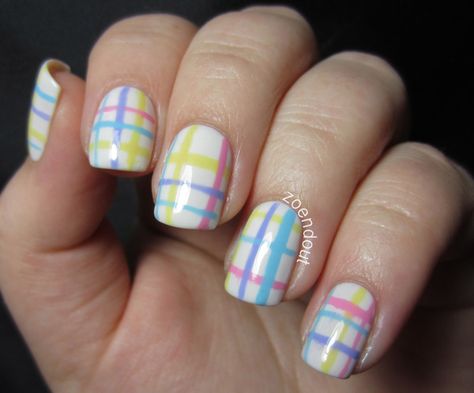 Pastel Plaid Easter Nails Easy, Easter Nail Art Designs, Nails Opi, Easter Nail, Easter Nail Designs, Easter Nail Art, Holiday Nail Designs, Plaid Nails, Nails Polish