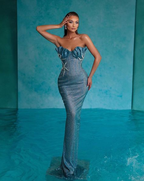 WALONE (@walonefashiongroup) • Instagram photos and videos Ball Gown Photoshoot, Blue Rhinestone Dress, Elegant Green Dresses, Orange Long Dresses, Gown Photoshoot, Satin Ball Gown, Stunning Prom Dresses, Rhinestone Dress, Lace Dress Long