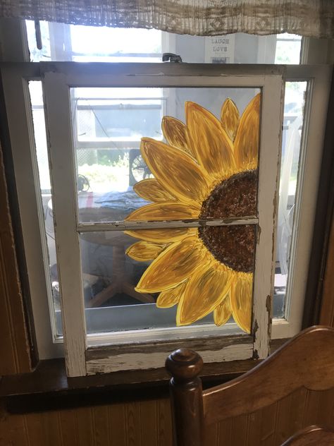 Window Painting Ideas Fall, Sunflower Window Painting, Cute Bible Doodles, Holiday Crafts Decorations, Painted Windows, Window Crafts, Cute Bibles, Fall Deco, Sunflower Art