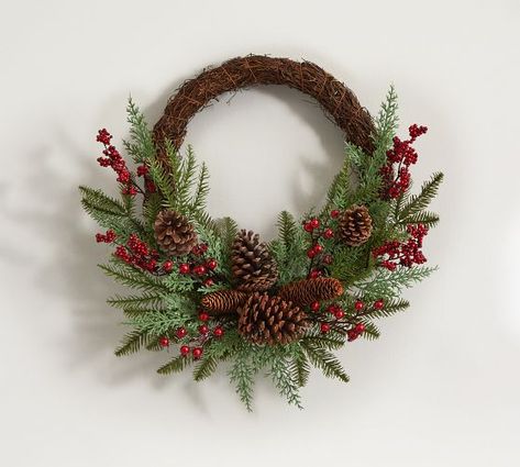 Antler Wreath, Natural Christmas Wreaths, Navidad Natural, Cedar Wreath, Christmas Wreaths & Garlands, Pine Wreath, Pinecone Wreath, Wreath Hanger, Berry Wreath