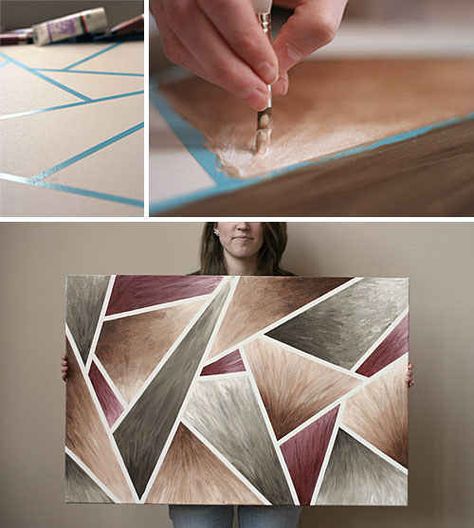 Community: 18 Simple DIY Canvas Wall Hangings To Brighten Any Room Diy Wall Artwork, Tape Painting, Hemma Diy, Canvas Wall Hanging, Soyut Sanat Tabloları, Canvas Painting Diy, Drawing Tutorials, Diy Canvas Art, Diy Canvas