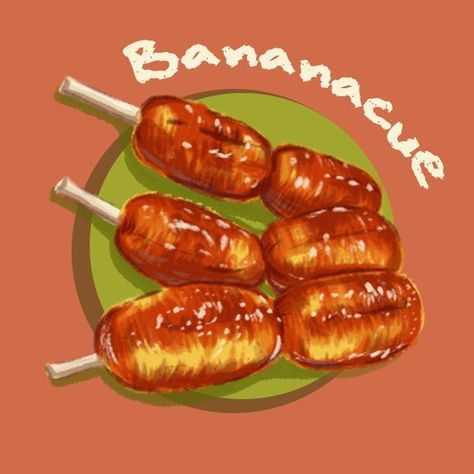 Bananacue✨ Pinoy Street Food, Filipino Street Food, Fruit Art Drawings, Recipe Drawing, Philippines Food, Filipino Art, Food Street, Filipino Dishes, Cute Food Drawings