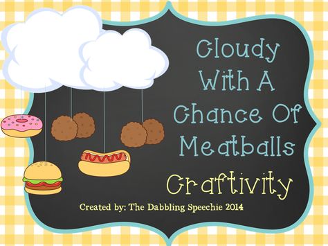 cloudy with a chance of meatballs craftivity Project Based Learning Kindergarten, Weather Kindergarten, Weather Mobile, Mobile Craft, Weather Unit, Classroom Transformation, Speech Therapy Resources, Art Therapy Activities, Book Companion