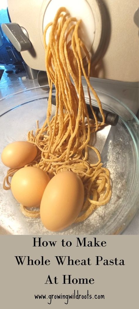 homemade whole wheat pasta is coming out of a pasta extruder into a bowl that also contains eggs and a pastry cutter. Wheat Pasta Recipes, Wheat Flour Recipes, Whole Wheat Noodles, Asian Dipping Sauce, Pasta Dough Recipes, Wheat Recipes, Wheat Pasta, Whole Wheat Pasta, Pasta Dough