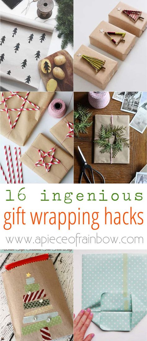 16-gift-wrapping-hacks-apieceofrainbow-10 Gift Wrapping Hacks, Easy Gift Wrapping Ideas, Pinterest Gifts, Gift Wrapping Ideas For Christmas, Wrapping Ideas For Christmas, Wrapping Hacks, Easy Gift Wrapping, Gift Wrapping Ideas, Holiday Presents