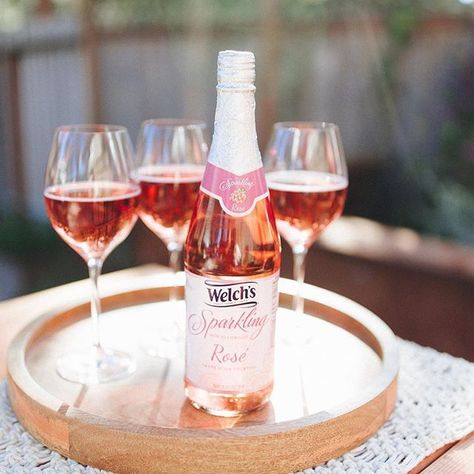 Welch's Just Launched Sparkling Non-Alcoholic RoséDelish Virgin Champagne Drinks, Rosé All Day, Sparkling Rose Mocktails, Non Alcoholic Wedding Drinks, Bridal Shower Mocktails Non Alcoholic, Alcohol Bar Ideas, Non Alcoholic Bar, Non Alcoholic Champagne, Non Alcoholic Mojito