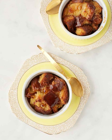 A simple bourbon glaze takes these individual bread puddings to new heights. Martha made this recipe on Individual Bread Pudding, Bourbon Bread, Bourbon Bread Pudding, Whiskey Sauce, Bread Puddings, Bourbon Glaze, Pudding Recipes, Bread Pudding, Puddings