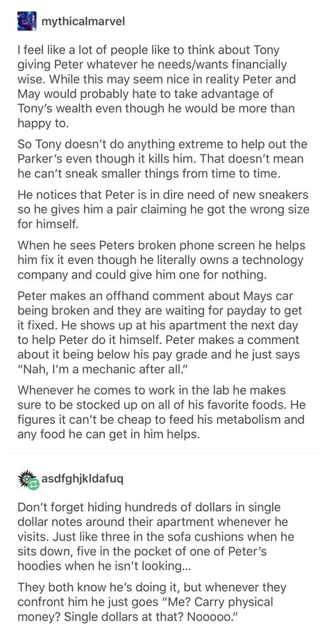 Soft Tony Stark, Avengers X Tony, Marvel Headcanon Spiderman, Tony Stark Prompts, Tony Stark Tumblr, Tony Stark X Everyone, Irondad And Spiderson Headcanons, Tony Stark Headcanon, Peter Parker Headcanon