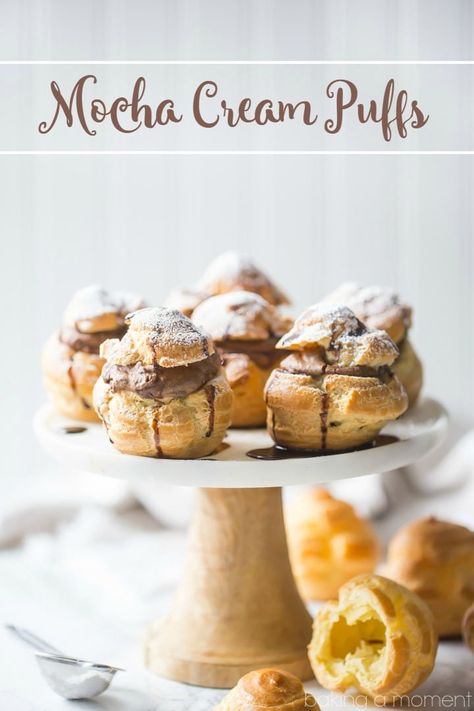 Creme Puffs, Choux Paste, Fancy Deserts, Mocha Cream, Cream Puff Recipe, Chocolate And Coffee, Whipped Frosting, Desserts Chocolate, Cream Puff