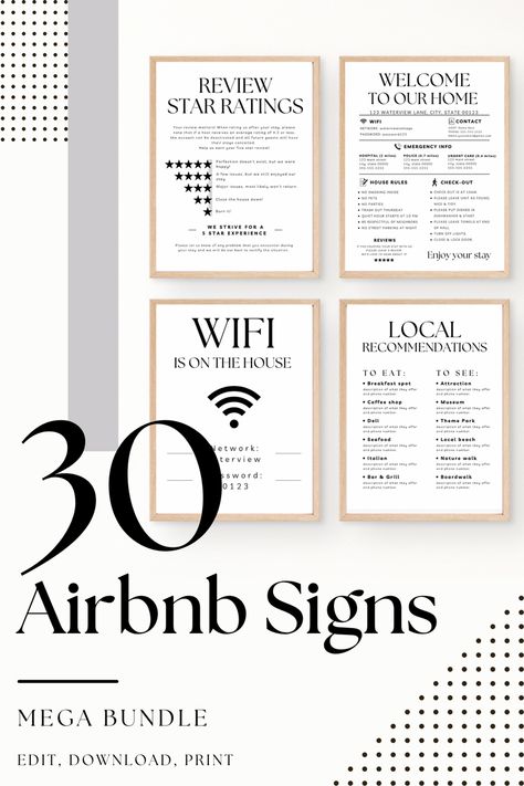 Bnb Ideas Interior Design Guest Rooms, Welcome Message For Guests Airbnb, Airbnb Decor Room Ideas Kitchen, Air Bnb Styling, Air Bnb Gift Ideas, Air Bnb Welcome Sign, Airbnb Checkout Instructions, Airbnb Signs Rules, Airbnb Rules Template