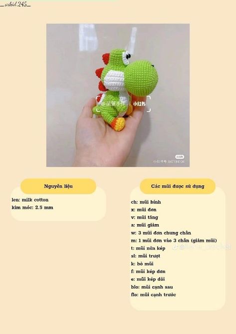 Amigurumis y Manualidades Debora ❤ | YOSHI 💢💢DINOSAURIO 💕🧡💕.... | Facebook Yoshi Amigurumi, Cross Stitch, Amigurumi, Crochet Patterns, Crochet, Pattern