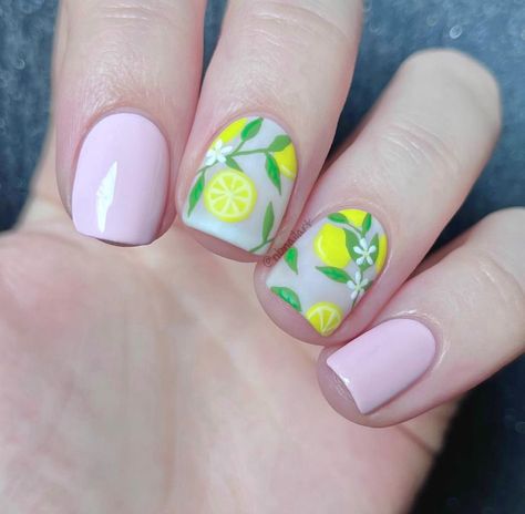 fruit nail designs Fruit Gel Nails, Nail Art Fruit, Fruit Nail Designs, Fruit Nails, Fruit Nail, Lemon Nails, Summer Lemonade, Fruit Nail Art, Watermelon Nails