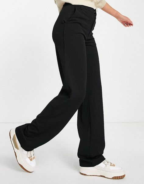 Pants by JDY Waist-down dressing High rise Belt loops Functional pockets Straight fit Low Waist Pants, Custom Outfits, Dit Outfit, Desired Reality, Look Formal, Formal Pants, Winter Party Dress, Black Trousers, Satin Slip Dress