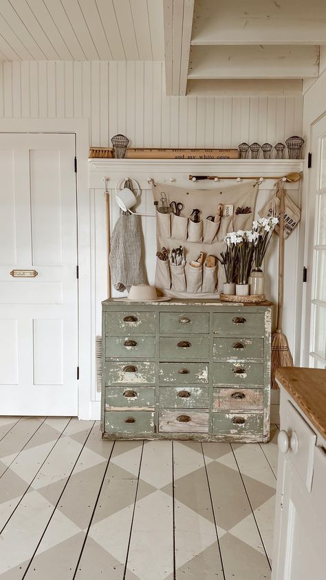 Green Apothecary, Diy Pedestal, The Found Cottage, Antique Cottage, Exposed Ceilings, Paint Studio, Liz Marie, Liz Marie Blog, Farmhouse Paint Colors