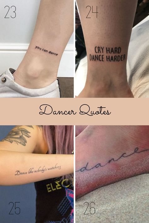 30 Beautiful Dance Tattoo Ideas Dancers Will Love - TattooGlee Dance Tattoo Ideas Dancers, Dance Related Tattoos, Dancer Tattoo Ideas, Dancing Tattoo Ideas, Dance Tattoo Ideas, Dance Quote Tattoos, Ballet Tattoos, Ballerina Tattoo, Hairstylist Tattoos