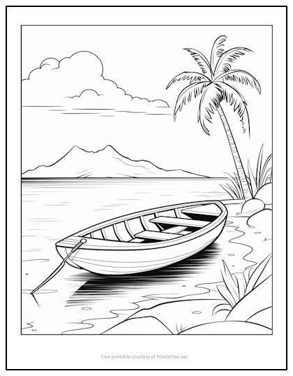 Deserted Island Drawing, Ivan Cruz, Beach Sketches, Palm Tree Island, Lost Treasure, Rainy Afternoon, Deserted Island, English Activities For Kids, Tree Coloring Page