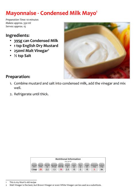 Condensed Milk Mayonnaise * Mayonnaise Recipe, Marinade Sauce, Cake Baking Recipes, Dressing Recipes, Dry Mustard, Cooking Basics, Cake Baking, Salad Dressing Recipes, Food Prep