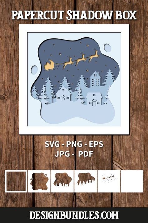 CNC Christmas Projects Winter Shadow Boxes Cricut, Christmas Tree Cricut, Free Laser Cut Files, Cricut Projects Christmas, 3d Svg Files, Cutout Art, Drukarka 3d, Cricut Christmas Ideas, Christmas Shadow Boxes