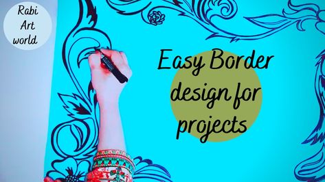 Border design On chart paper / easy border design for projects / front page design / rabi art world Projects Front Page Design, Chart Paper Border Design, Chart Paper, Front Page Design, Design Hack, Borders For Paper, Anniversary Card, Border Design, School Projects