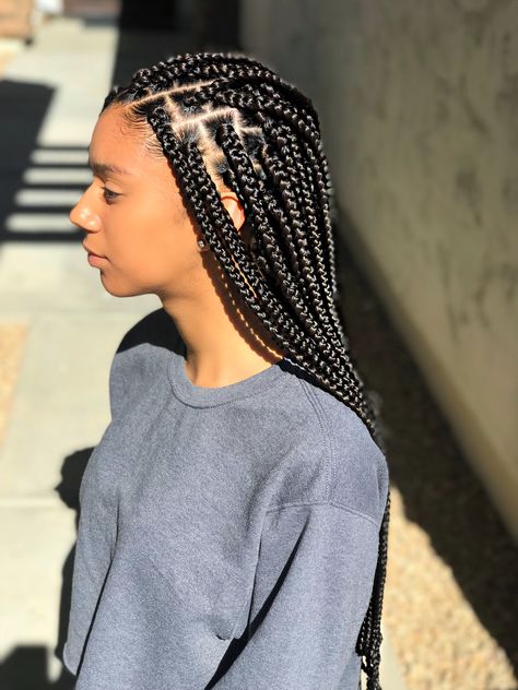 Medium/Small sized Box Braids - Black/Brown Box Braids - Protective Style Brown Box Braids, Long Cornrows, Trendy We Fryzurach, Medium Hair Braids, Cute Box Braids, Medium Box Braids, Big Box Braids, Blonde Box Braids, Big Braids