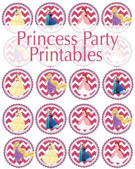 Princess Party Food Labels, Princess Birthday Party Decorations Diy, Disney Princess Cupcake Toppers, Disney Princess Party Food, Princess Party Printables, Disney Princess Theme Party, Princess Party Food, Disney Princess Cake Topper, Disney Princess Cupcakes