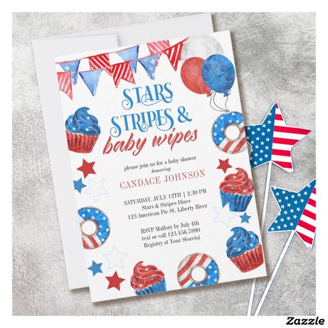 July Baby Shower Themes, Balloon Bunting, Patriotic Baby, July Baby, Summer Baby Shower, American Baby, Baby Q, Usa Baby, Blue Baby Shower